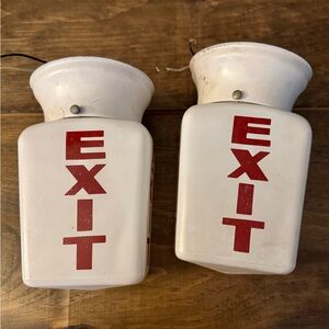 Vintage White and Red Exit Signs